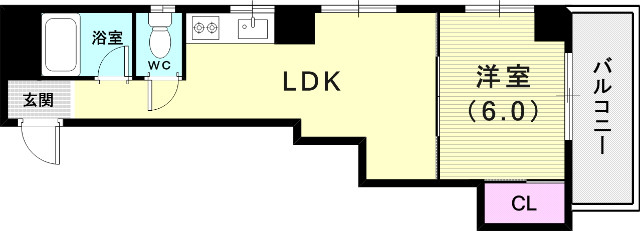 １ＬＤＫ（38平米）室内洗濯機置場・洗髪洗面化粧台・下駄箱