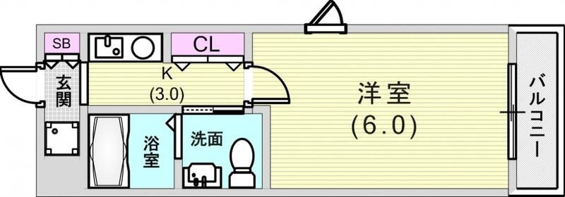 1K(20平米)エアコン・IHコンロ・風呂トイレ別・下駄箱