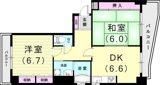 ２ＤＫ（４９．９４平米）クローゼット・下駄箱・３口コンロ
