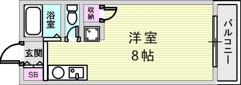1R（25平米）バス・トイレ別・シューズボックス