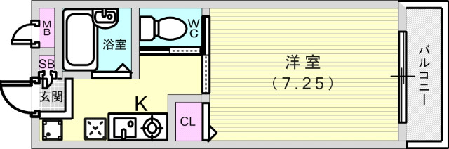 1K(21.5平米)室内洗濯機置場・エアコン・クローゼット