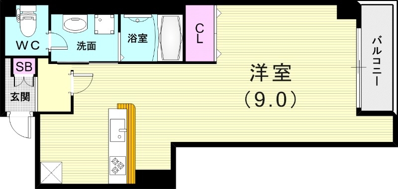 1R（32.34平米）システムキッチン・カウンターキッチン