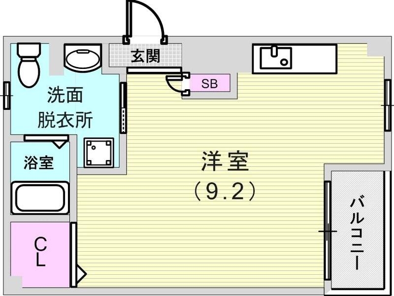1R（23.1平米）角部屋・最上階・浴室乾燥機・追い焚き