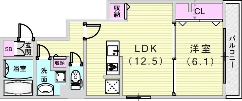 1LDK（47.81平米）モニターフォン・収納・独立洗面台