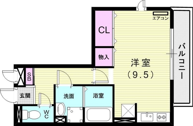 1R（29.97平米）浴室換気乾燥機・収納
