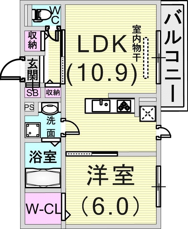 1LDK(42.54平米)カウンターキッチン・ネット無料