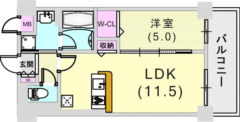 １ＬＤＫ（４０．０３平米）システムキッチン・浴室乾燥機・ＳＢ