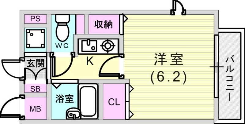１K（20.16平米）オートロック・セパレートタイプ
