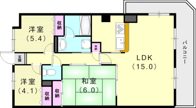 ２SLDK（６９．２１平米）システムキッチン・洗髪洗面化粧台