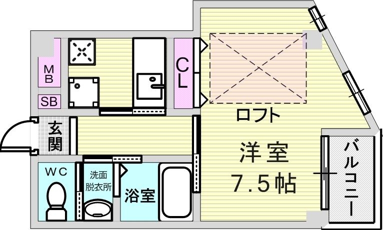 １K（２８．０５平米）システムキッチン・独立洗面台・エアコン
