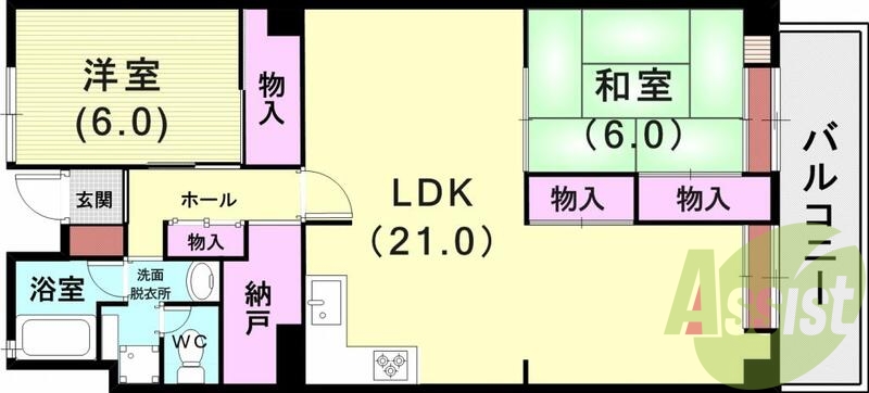2LDK(81.25平米)ガスキッチン・洗髪洗面化粧台・SB