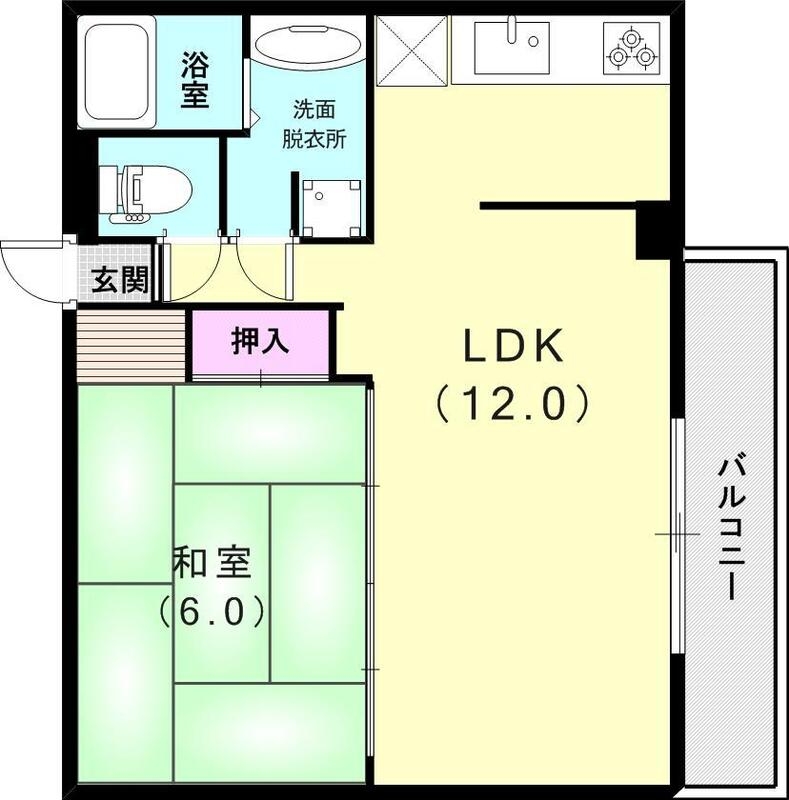 １ＬＤＫ（５０平米）システムキッチン・室内洗濯機置場・収納