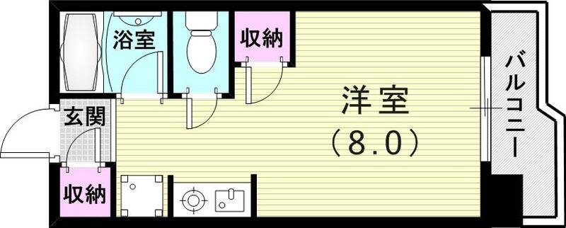 1R（18.52平米）エアコン・収納・IHコンロ・バルコニー