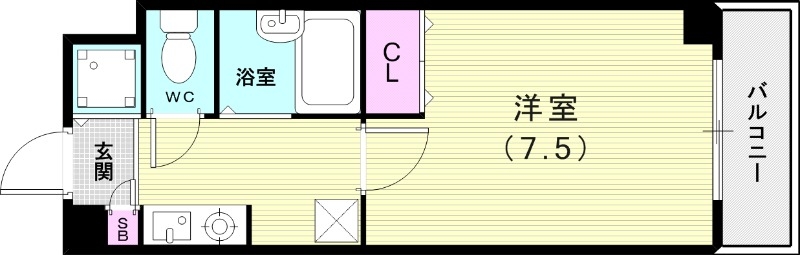 1K(23平米)オートロック・セパレート・室内洗濯機置き場