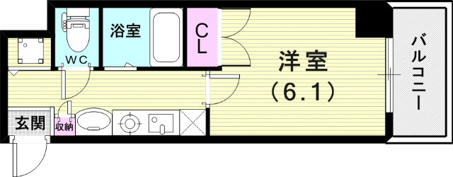 1K（22.2平米）室内洗濯機置き場・独立洗面台・エアコン