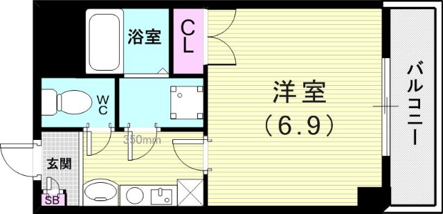 １K（２３．５６平米）室内洗濯機置場・エアコン・下駄箱・CL