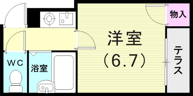 １Ｋ（２２平米）エアコン付き・オートロック・エレベータ