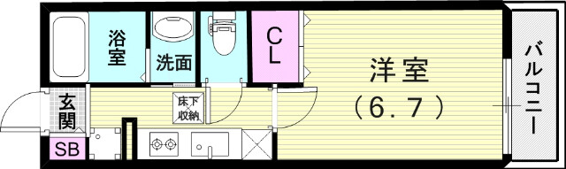 1K（24.18平米）エアコン・システムキッチン・追炊・収納