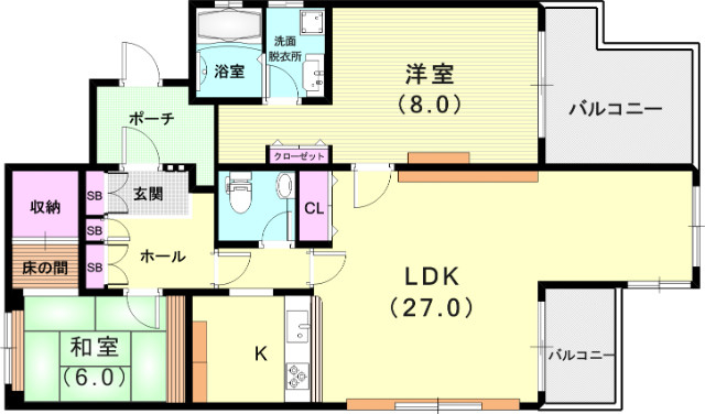 ２ＬＤＫ（９６．４８平米）システムカウンターキッチン