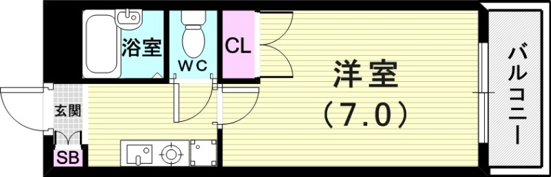 1K（１９.７１平米）エアコン・室内洗濯機置場・風呂トイレ別