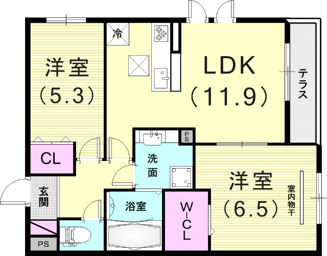 ２ＬＤＫ（56.31米）浴室乾燥機・追焚・温水洗浄暖房便座