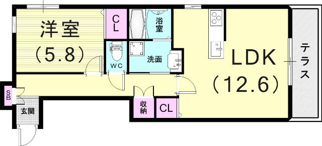 1LDK（46.31平米）システムキッチン・モニターホン