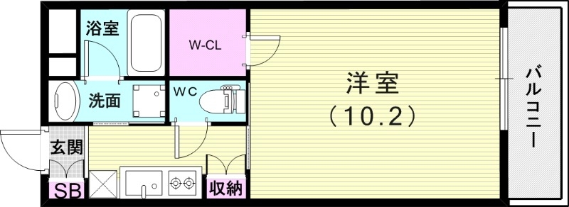 １Ｋ（２９．３９平米）エアコン・WIC・独立洗面台・下駄箱
