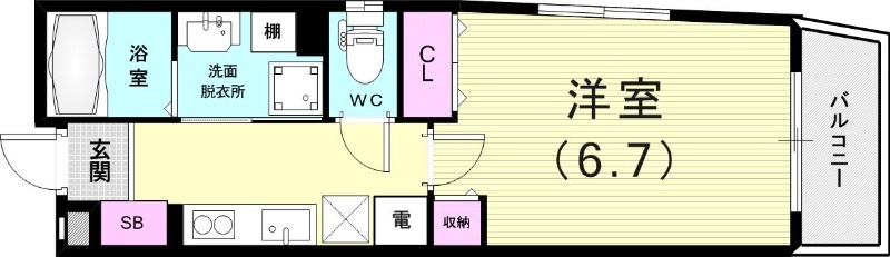 1K（２３．７平米）クローゼット・浴室乾燥機・セパーレト