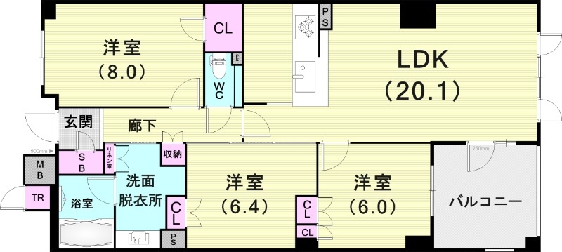 3LDK（87.42平米）浴室乾燥機・エアコン・照明