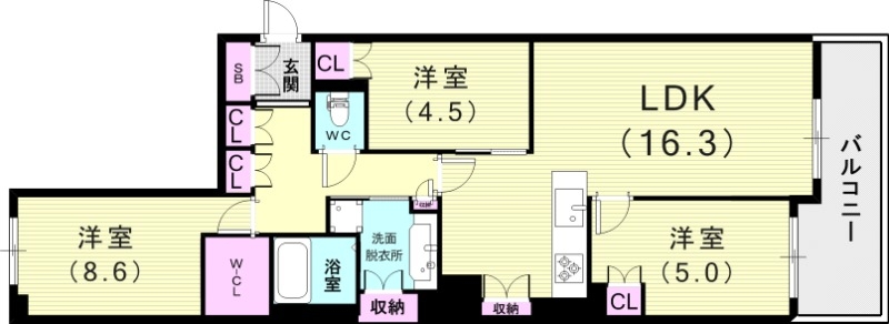 3LDK（77.93平米）浴室乾燥機・エアコン・照明