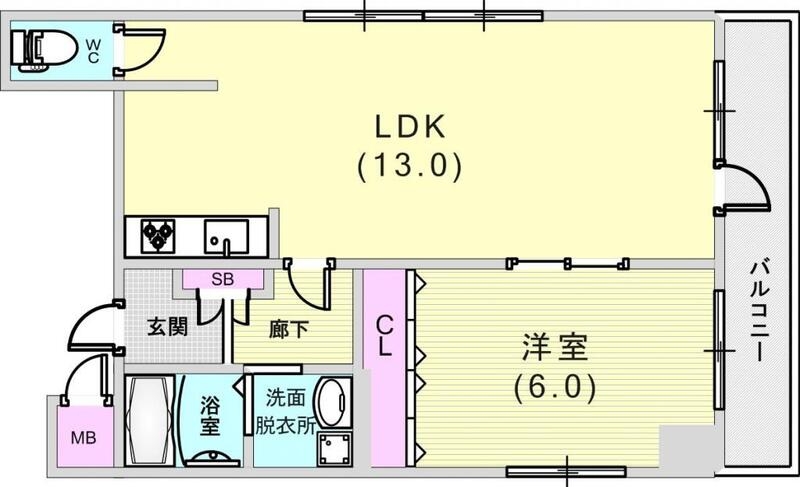 1LDK（41.0平米）システムキッチン・3点セパレート