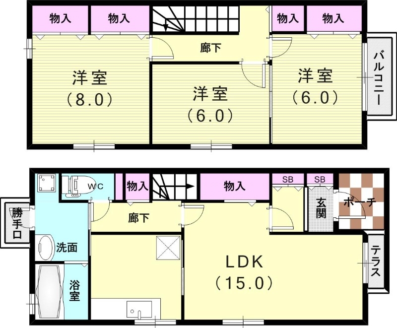 3LDK（90.61平米）モニターホン・追い焚き・浴室乾燥機