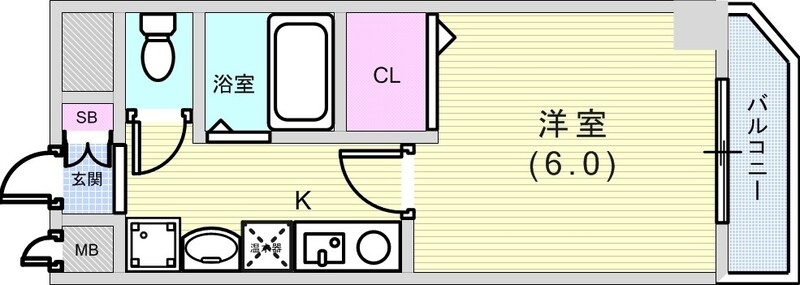 １Ｋ（２０．８平米）エアコン・オートロック・オール電化