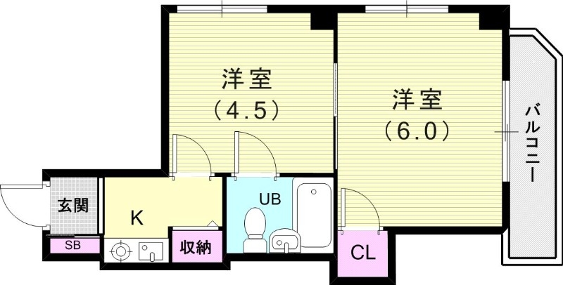 1ＤＫ（23平米）ユニットバス・クローゼット・CATV