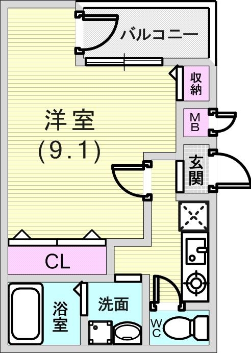 1K(28.83平米)モニター付きインターホン・オートロック
