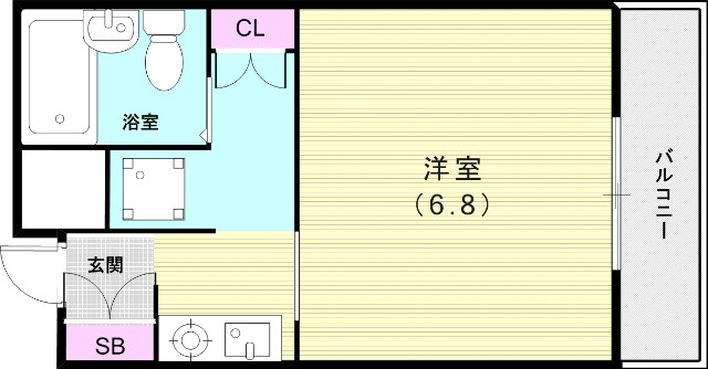 １Ｋ（１９．７平米）エアコン・3点ユニットバス