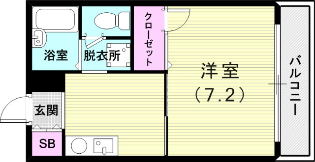 1K(24.71平米)エアコン・室内洗濯機置場・風呂トイレ別