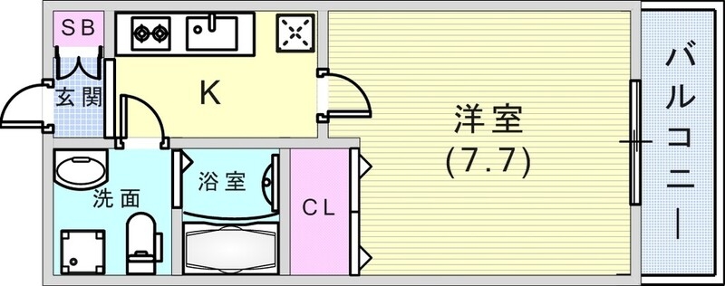 1K（23.79平米）システムキッチン・浴室乾燥機・エアコン
