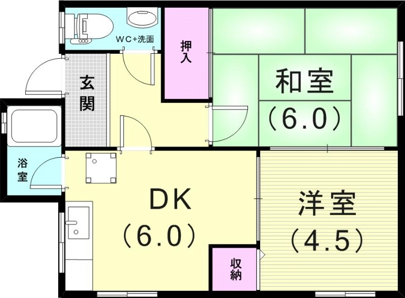 2DK（33平米）エアコン・室内洗濯機置場・猫飼育可