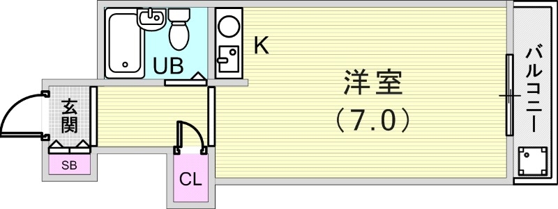 1R（17.55平米）バルコニー・エアコン・下駄箱