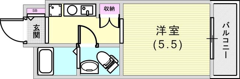 1K（18.94平米）エアコン・独立洗面台・バルコニー・収納