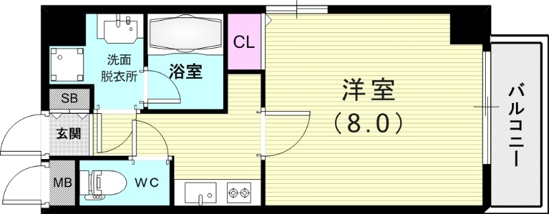 1K(26.13平米)AL・浴室乾燥機・システムキッチン