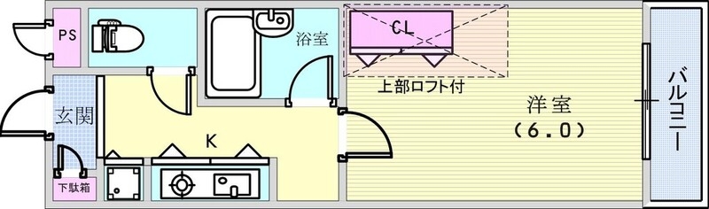 1K（20.0平米）収納・お風呂トイレ別・浴室乾燥機