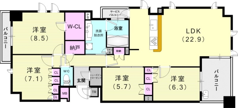 4LDK(111.26平米)浴室乾燥機・エアコン・照明