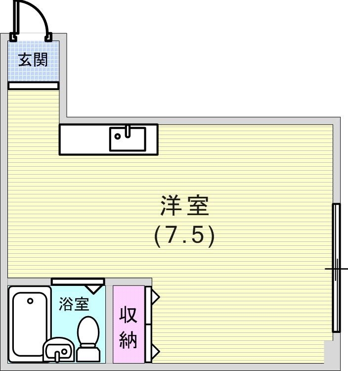 ワンルーム（19.77㎡）室内洗濯機置場・オートロック