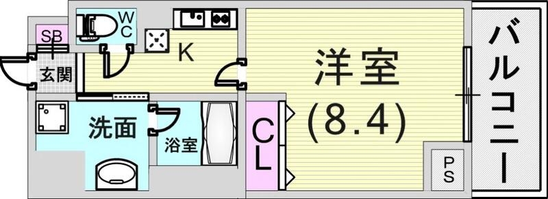 １Ｋ（２９．９２平米）システムキッチン・独立洗面台・収納