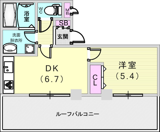１ＤＫ（３０．７８平米）システムキッチン・独立洗面台・収納