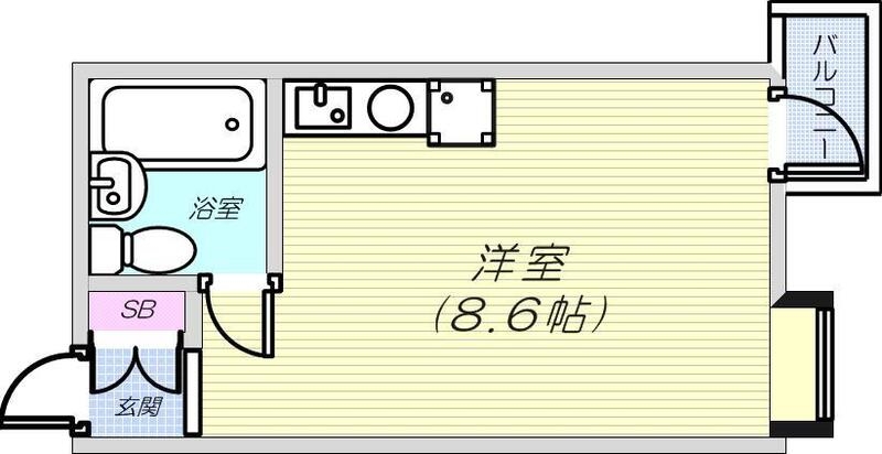 ワンルーム(18.27平米)室内洗濯機置場・収納・IHコンロ