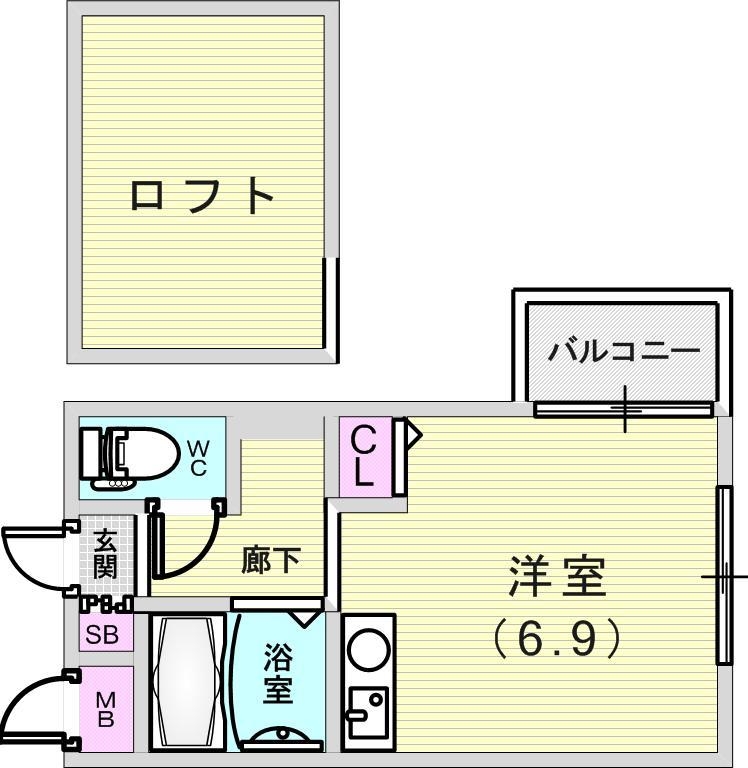 1Ｋ（19.43平米）オートロック、ＩＨコンロ