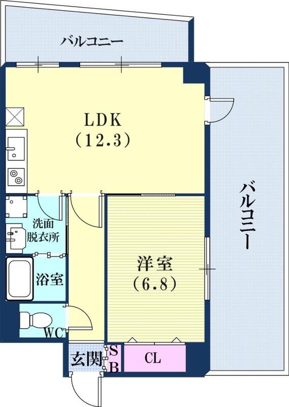 1LDK（46.02平米）エアコン・浴室乾燥機・クローゼット